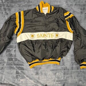 Vintage DeLONG New Orleans Saints NFL Quarter Zip Windbreaker Jacket Mens XL USA